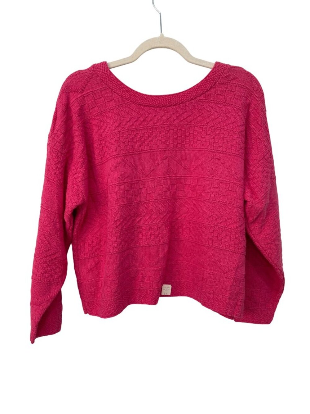 Vintage College Point Sweater XL Textured Knit Pullover Pink Cozy Deadstock NEW